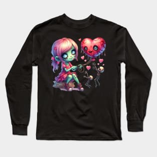 Zombie Girl Flirty Valentine Long Sleeve T-Shirt